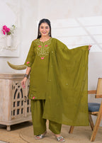 Notch Neck Short Kurta Salwar Set with Dupatta