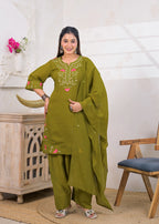 Notch Neck Short Kurta Salwar Set with Dupatta