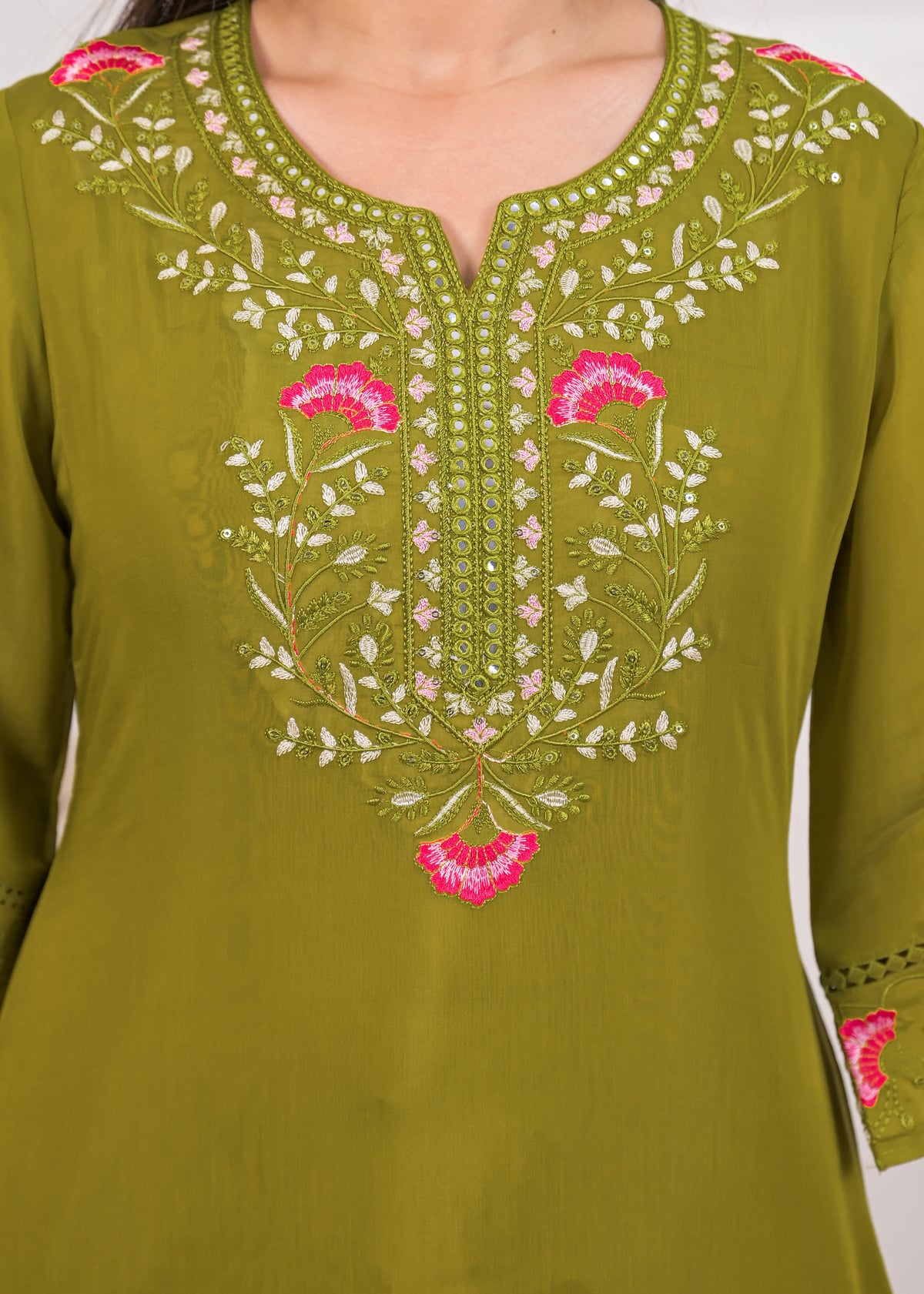 Notch Neck Short Kurta Salwar Set with Dupatta