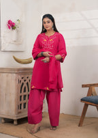 Notch Neck Short Kurta Salwar Set with Dupatta