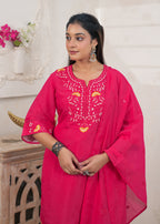 Notch Neck Short Kurta Salwar Set with Dupatta