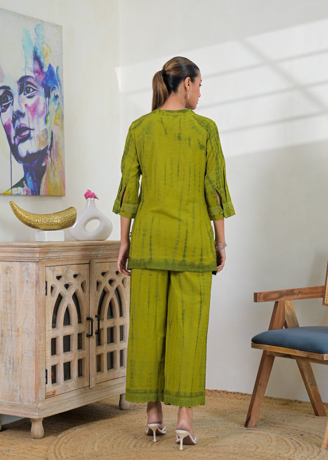 Shibori Dyed Short Tunic Co-ord Set