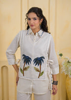 Handcrafted Palm Embroidered Layered Tunic Vest Co-ord Set