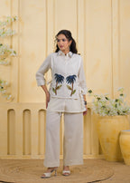 Handcrafted Palm Embroidered Layered Tunic Vest Co-ord Set
