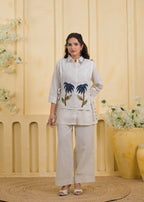 Handcrafted Palm Embroidered Layered Tunic Vest Co-ord Set