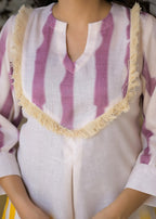 Casual Tie-Dye Yoke & Hem Patterned Tunic Co-ord Set