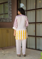 Casual Tie-Dye Yoke & Hem Patterned Tunic Co-ord Set