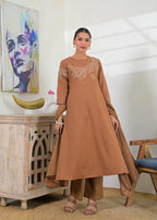 Motif Yoke 3-Piece Kurta Set