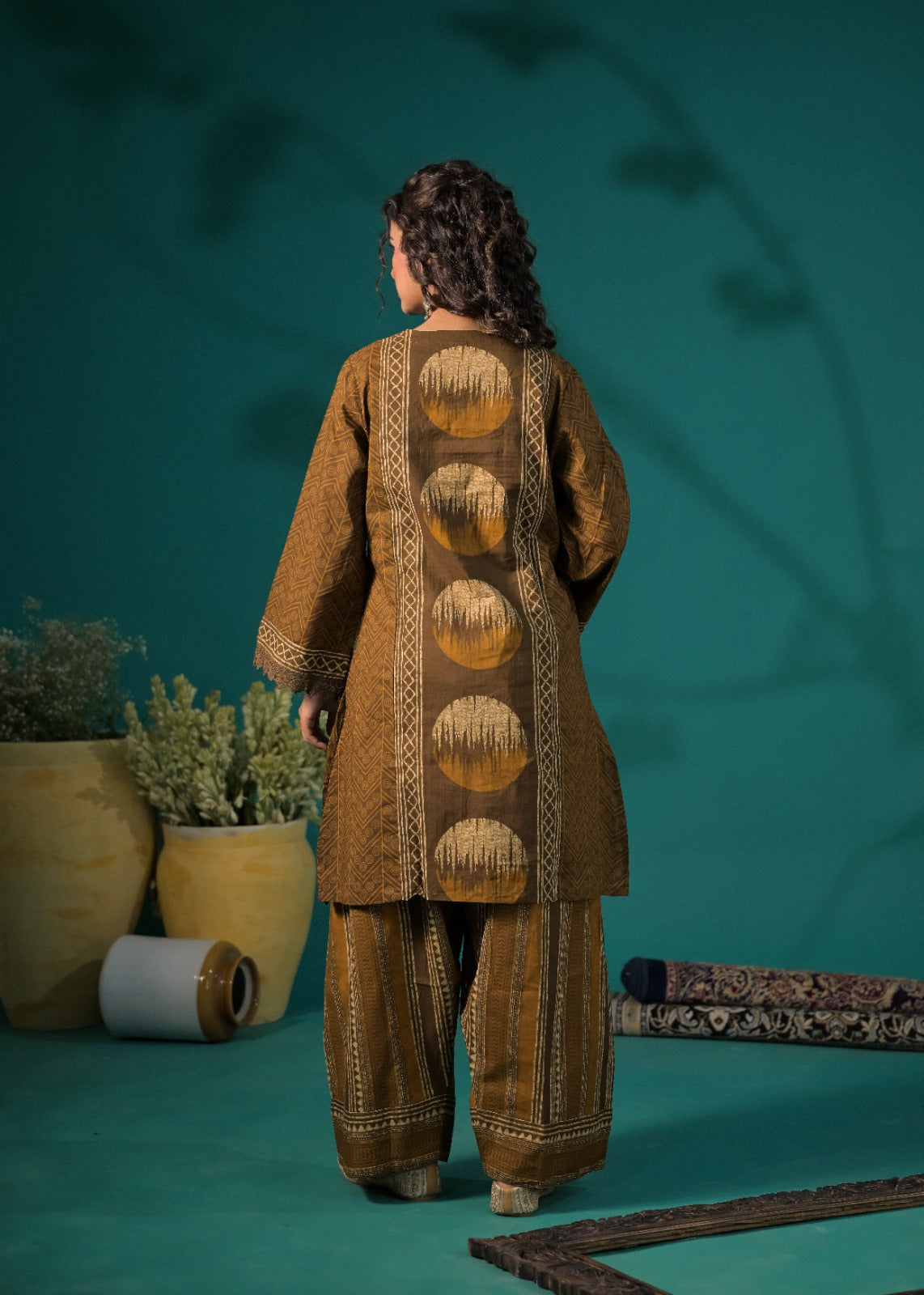 Chevron Embroidered Afghani Kurta Set