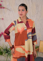 Collared Curved-Hem Tunic Kurta Set