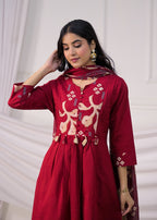 Pintuck & Tassel Detail Anarkali Suit Set