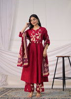 Pintuck & Tassel Detail Anarkali Suit Set