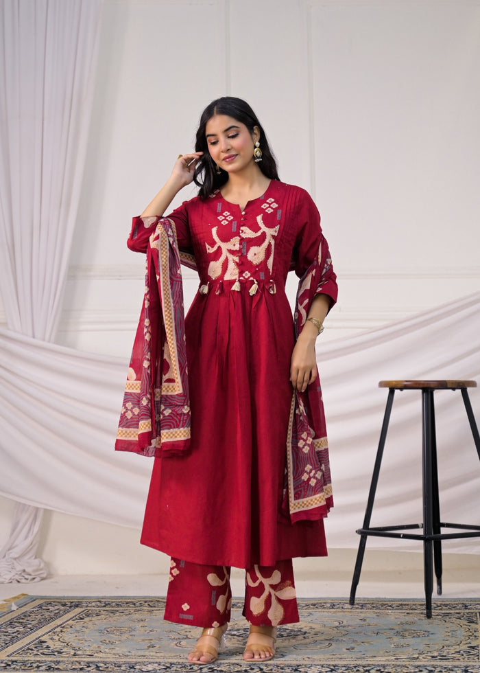 Pintuck & Tassel Detail Anarkali Suit Set