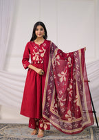 Pintuck & Tassel Detail Anarkali Suit Set