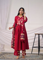 Pintuck & Tassel Detail Anarkali Suit Set