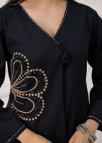 Asymmetric Floral Embroidered A-Line Kurta & Palazzo Set