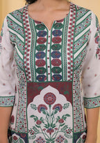 Heritage Arch Motif Straight Kurta Suit with Printed Dupatta
