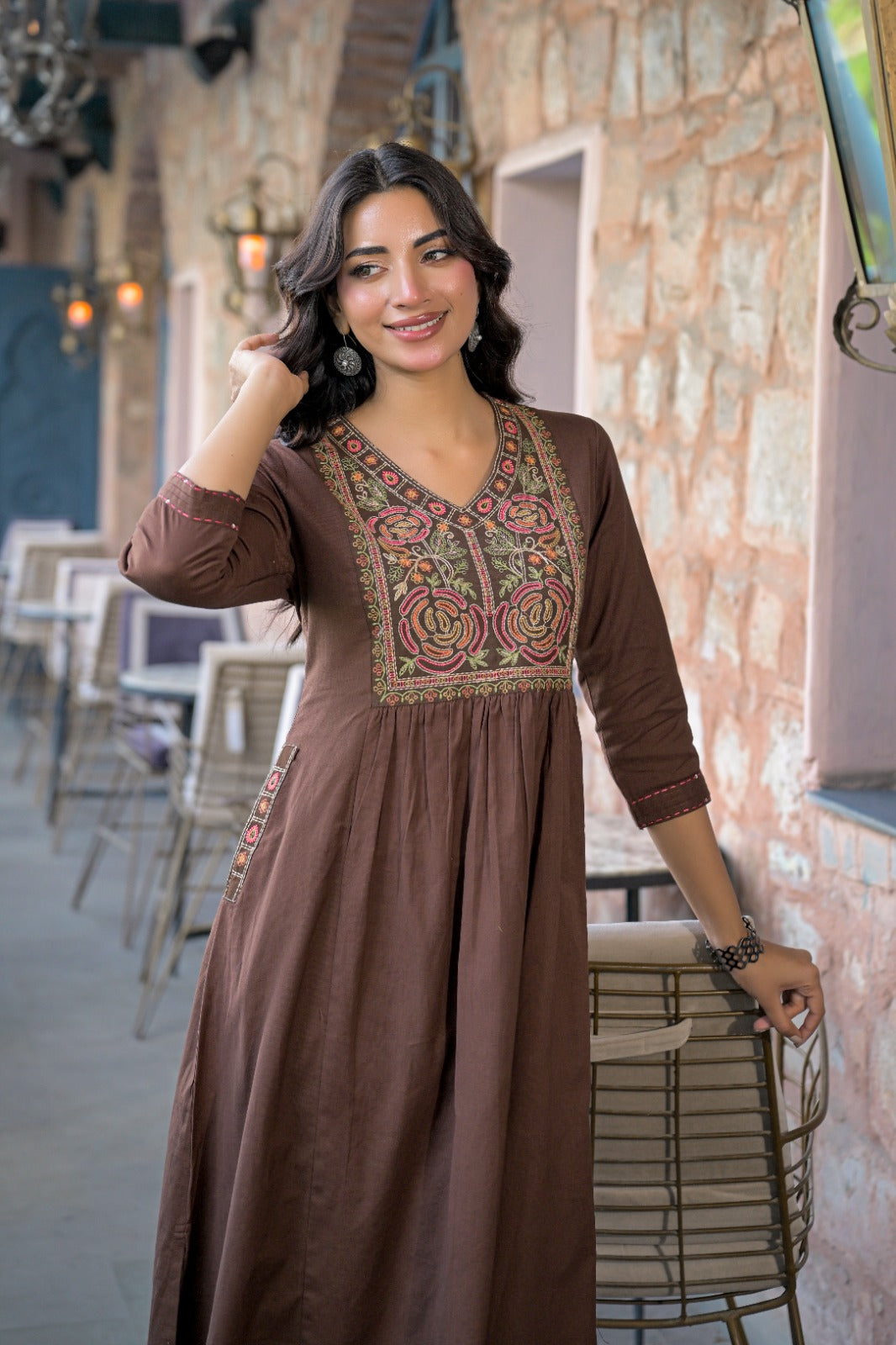 Pleated Waist Festive Flared Kurta Trouser Suit