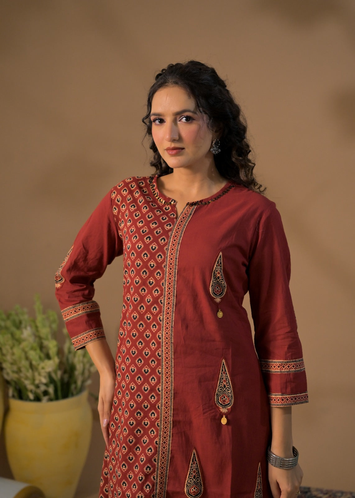 Handcrafted Tassel-Accent Flared Kurta Pant Set