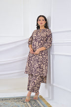 Tribal Graphic Motif Straight Kurta & Pants Set (Set of 2)