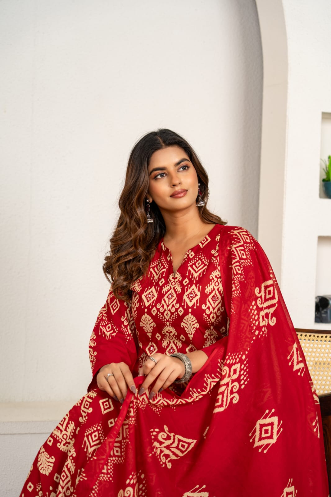 Keyhole Neckline Printed Festive Kurta Sharara Suit Set