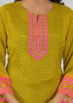 Festive Embroidered Yoke Tunic Kurti Set