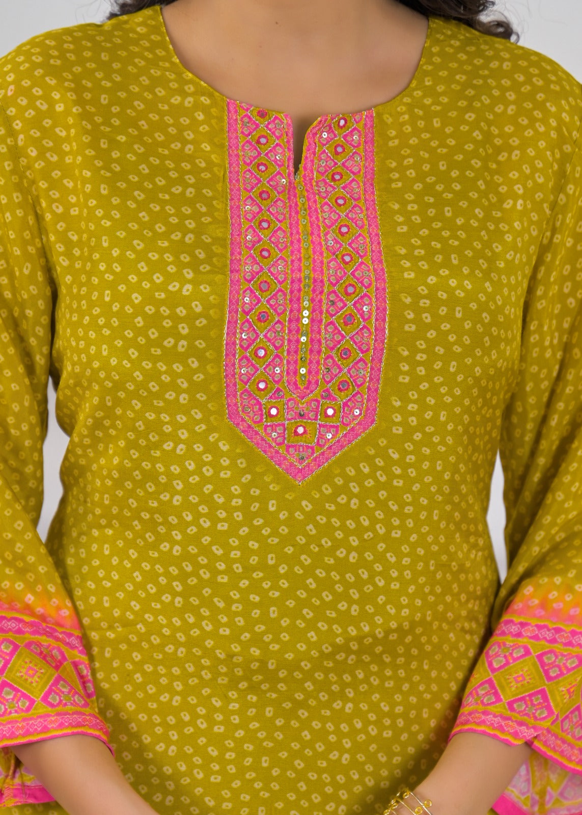 Festive Embroidered Yoke Tunic Kurti Set