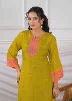 Festive Embroidered Yoke Tunic Kurti Set