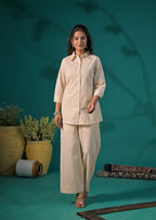 Layered Collared Shirt and Wide-Leg Pant Co-ord Set