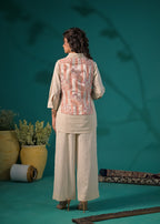 Layered Collared Shirt and Wide-Leg Pant Co-ord Set