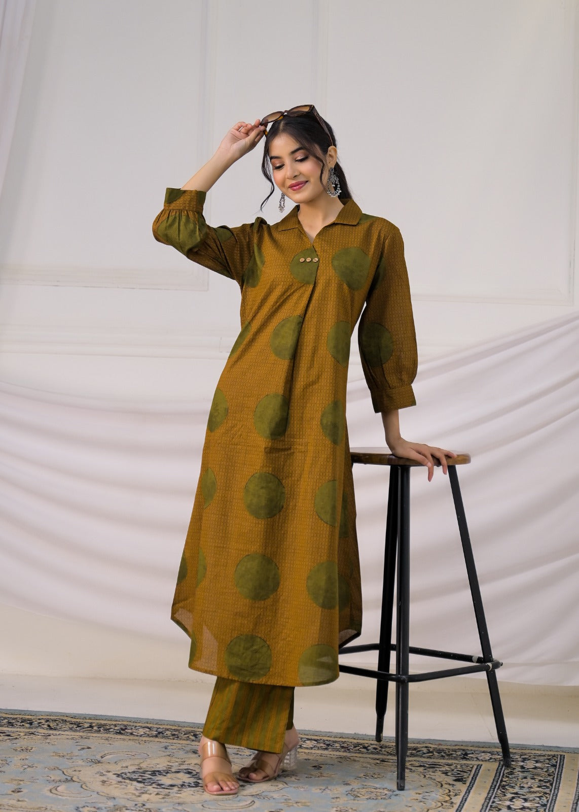 Contemporary Collared Tunic Kurta Set