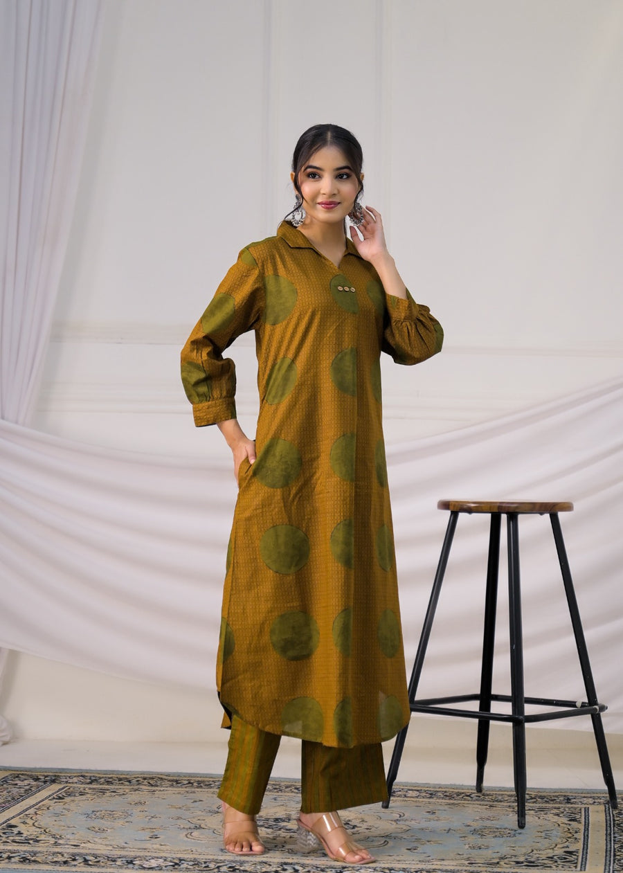 Contemporary Collared Tunic Kurta Set