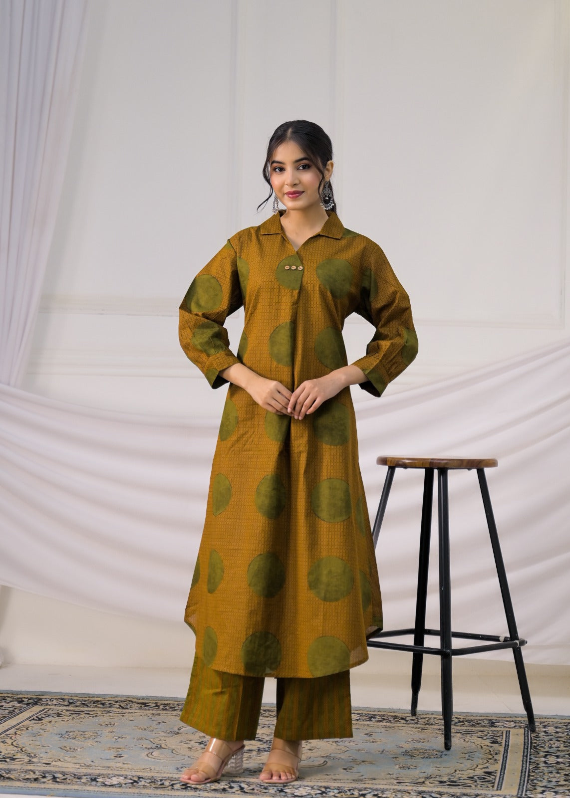 Contemporary Collared Tunic Kurta Set
