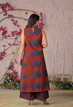 Polka Dot Sleeveless Kurti Set