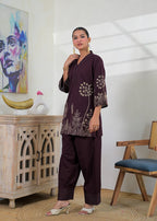 Botanical Motif Kurta and Salwar Pant 2-Piece Co-ord Set