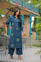 Abstract Floral Motif Kurti Set
