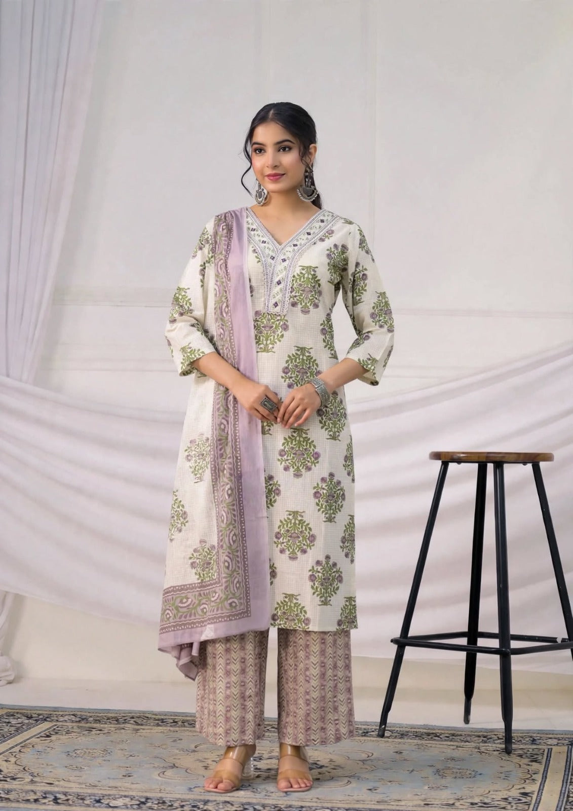 Handcrafted Ethnic Print 3-Piece  Suit Set