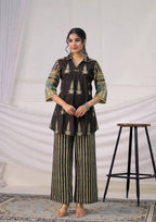 Flared Sleeve V-Neck Tunic & Striped Trouser Co-ord Set