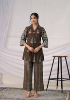 Flared Sleeve V-Neck Tunic & Striped Trouser Co-ord Set