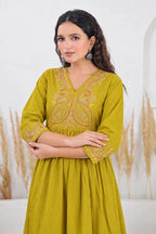 Embroidered Yoke Gathered Kurta & Palazzo Co-ord Set