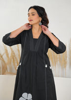 Minimalist Embroidered Yoke Flared Kurta Pant Set