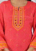 Festive Embroidered Yoke Tunic Kurti Set