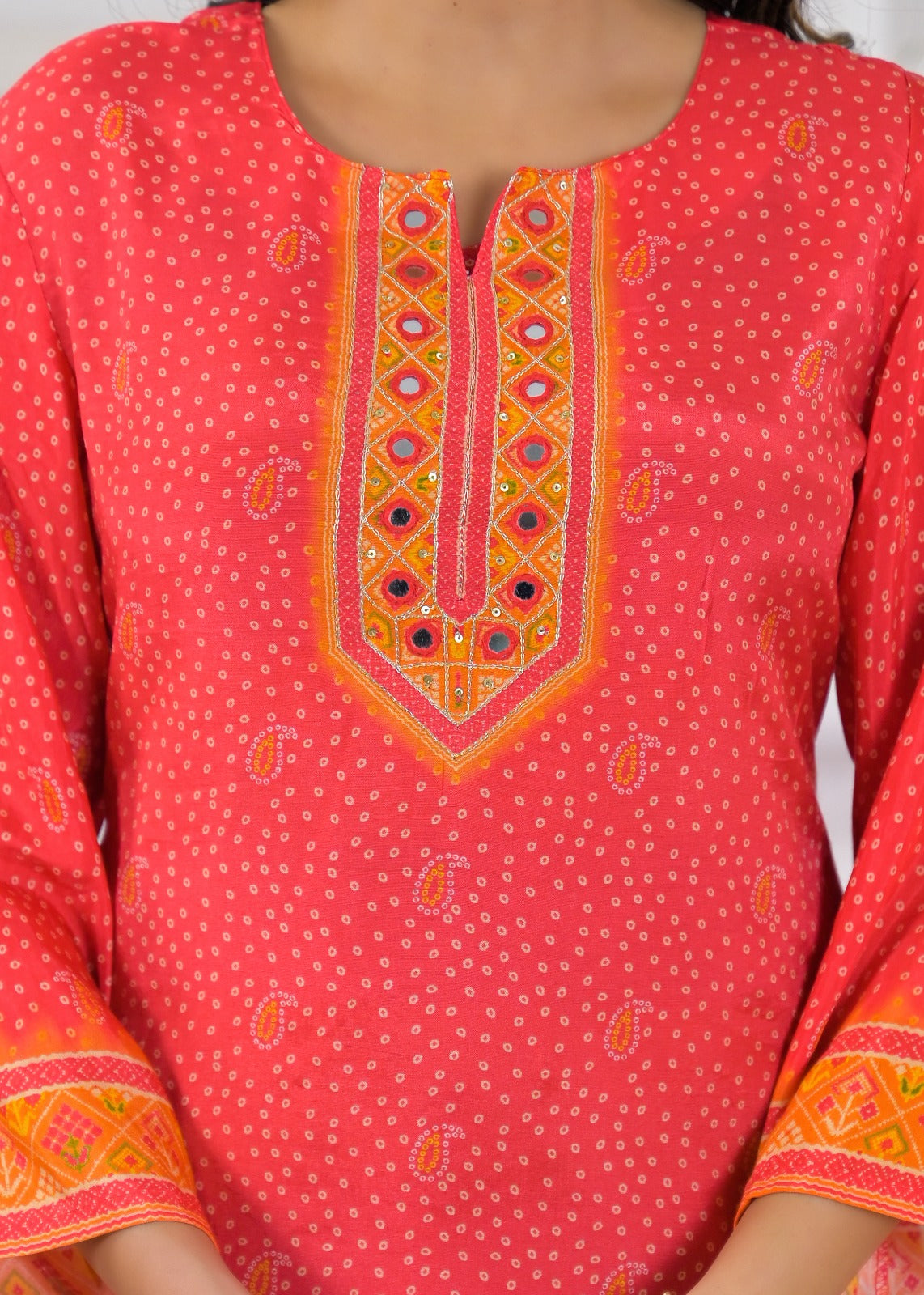 Festive Embroidered Yoke Tunic Kurti Set