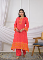 Festive Embroidered Yoke Tunic Kurti Set