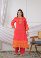 Festive Embroidered Yoke Tunic Kurti Set